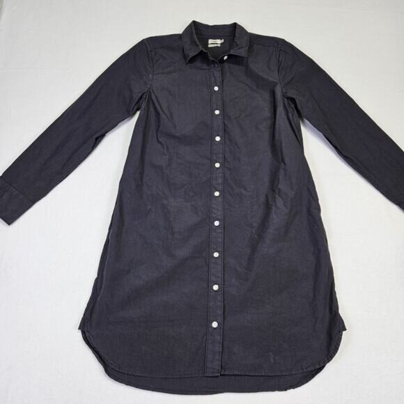 Faherty Whitney Organic Cotton Shirtdress Washed Black Casual Lagenlook Beachy M - Picture 5 of 16